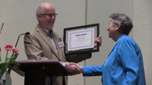 Ellen Campbell receiving the Knight Award