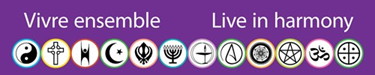 multiple religious symbols banner